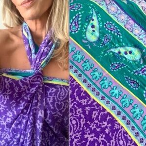 Diane Von Fürstenberg Purple Print Sarong Scarf Wrap